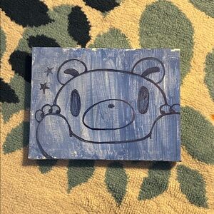 Hand-Painted Blue Bear Canvas Art